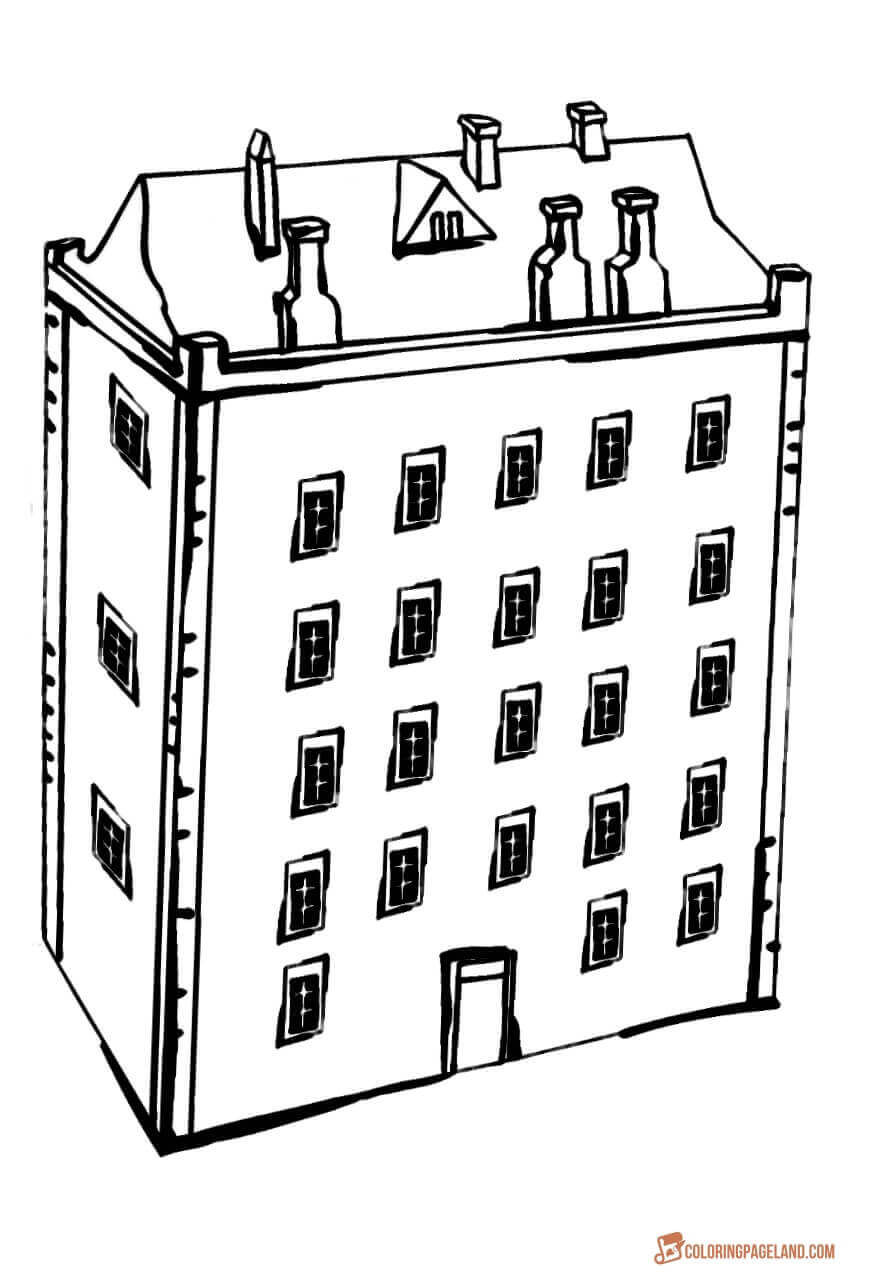 Coloring Pages of Houses and Buildings